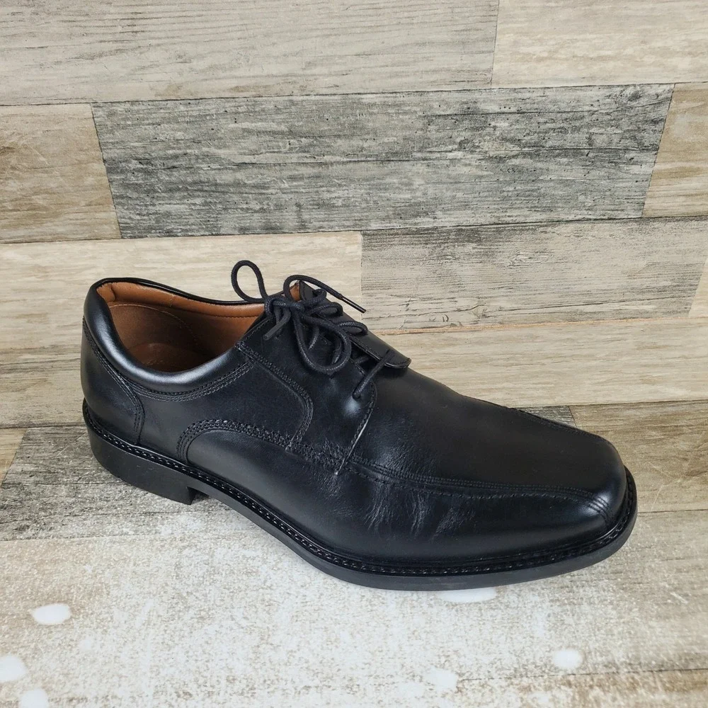 Johnston & Murphy Tabor Mens Oxfords Sz 9 M Black Leather Lace Up Almond Toe